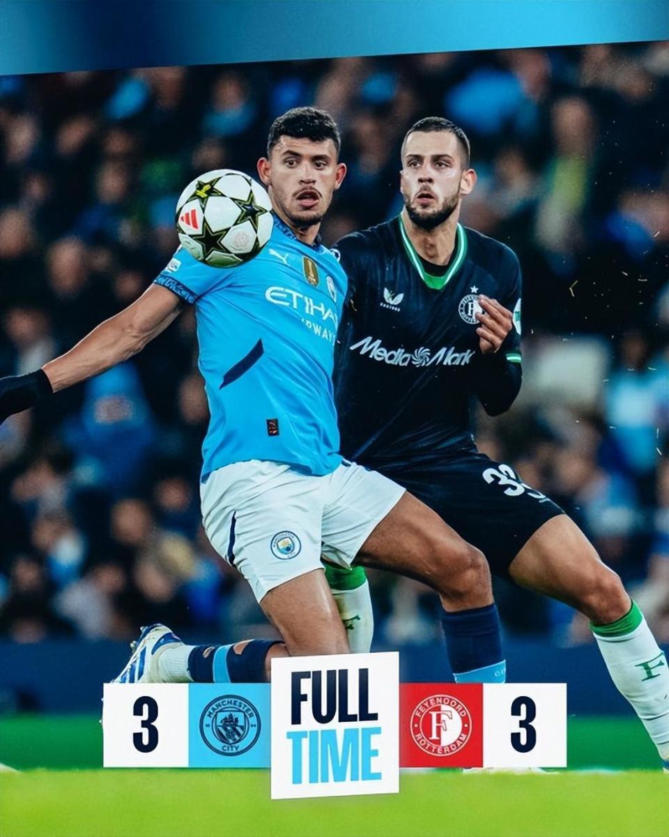 京多安帽子戏法，曼城大胜对手，欧冠疯狂轰炸